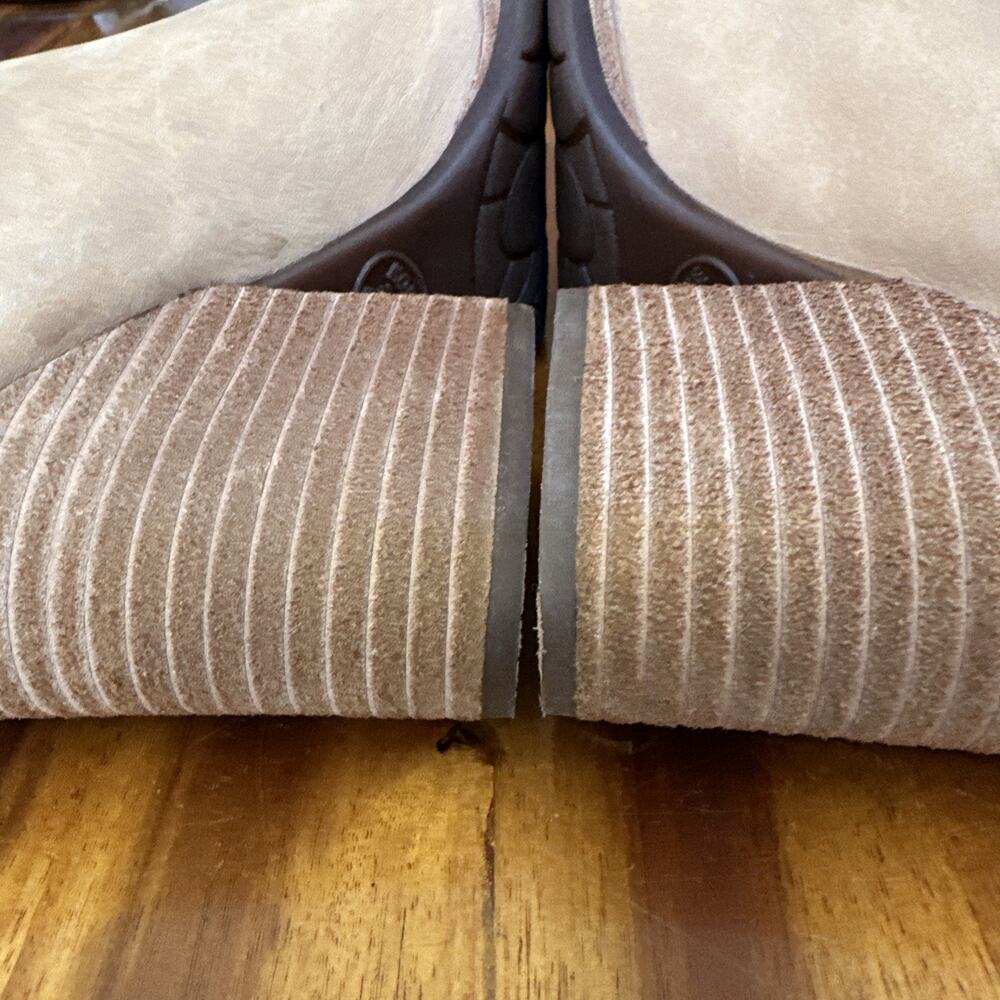 KorkEase Challis Tan Nubuck Leather, Wedge Mule Clog Booties Slip On Women 8.5 - Picture 4 of 11